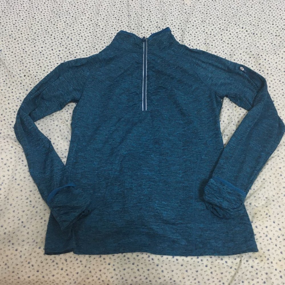 Quarter zip blue running jacket with pocket